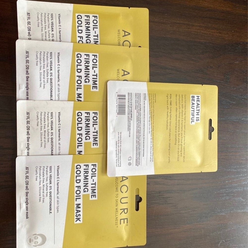 Lot of 5 foil time firming gold foil masks